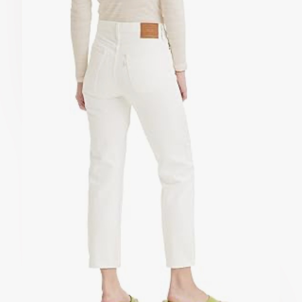 LEVIS PREMIUM DENIM Wedgie Straight Jeans Casual Cotton Cream Button Fly Big E